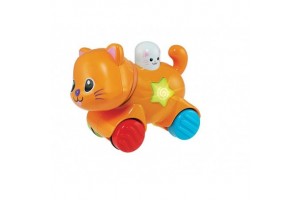 Cica zenélő guruló bébijáték narancssárga kiscicával