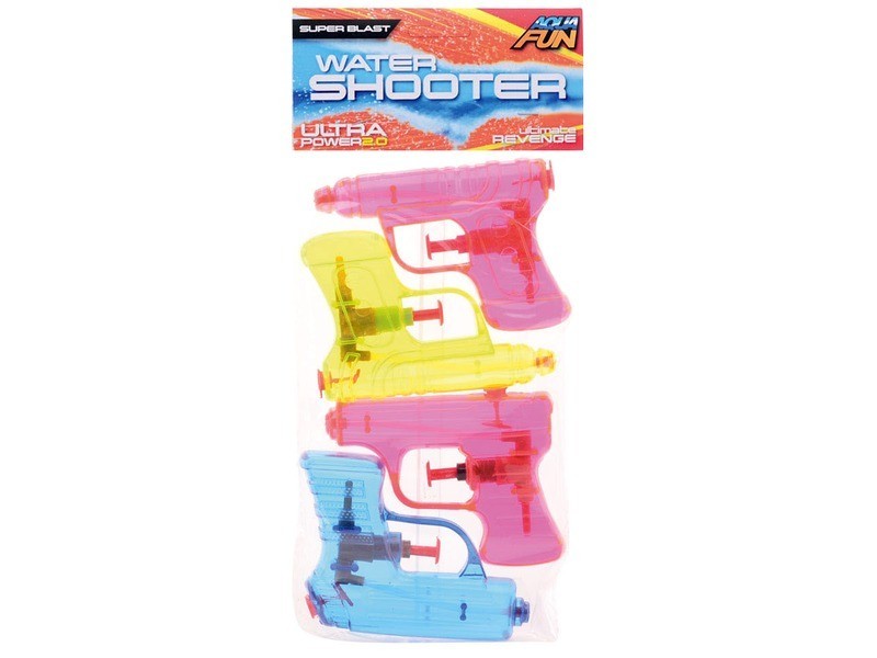 Vízipisztoly 4 darabos készlet – színes műanyag pisztolyok