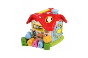 Vidám formaválogató házikó - műanyag bébijáték