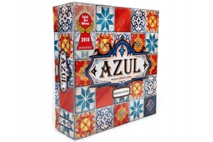 Azul társasjáték doboza és játékelemei