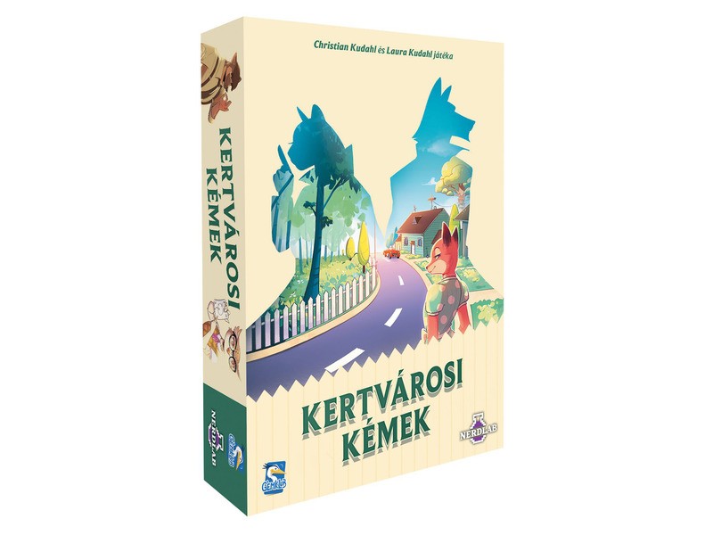 Kertvárosi kémek társasjáték – doboz és kártyák