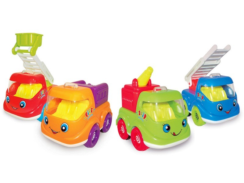 Lendkerekes létrás kisautó - 10 cm, vidám műanyag