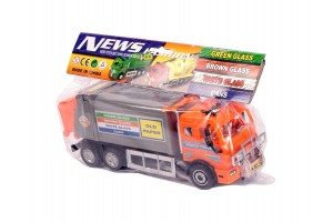 Narancssárga lendkerekes kukásautó 27 cm