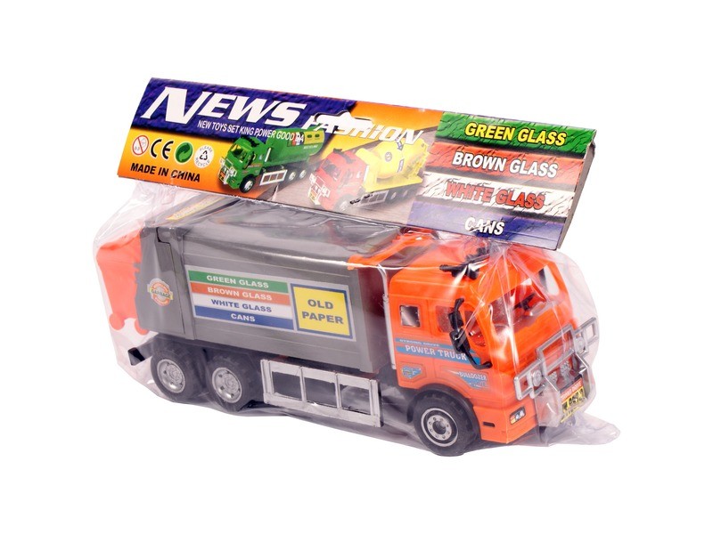 Narancssárga lendkerekes kukásautó 27 cm