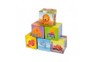 Szivacskocka 8009EN – 6 db puha fürdőkocka, élénk minták