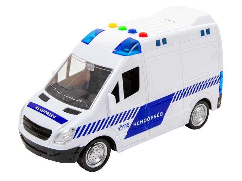 Lendkerekes magyar rendőrautó - fény és hang