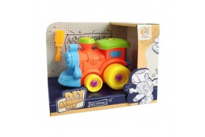 Szerelhető vonat csavarozó készlet - színes mozdony