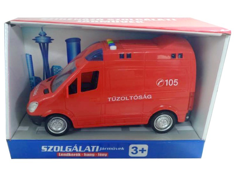 Lendkerekes tűzoltóautó 21 cm - fény és hang