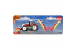 Piros Steyr CVT 6230 traktor 1:87, permetező utánfutóval