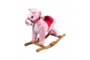 Rózsaszín puha hintaló – fa vázzal és markolatokkal