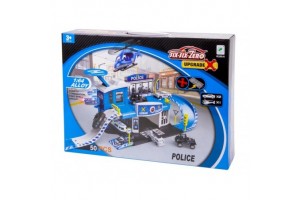 Rendőrségi parkolóház helikopterrel és 2 kisautó