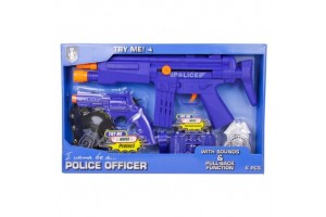Kék rendőr fegyver 6 darabos játék készlet