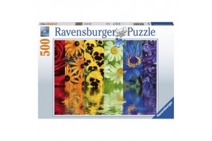 Puzzle 500 db - Virágsávok: színes virágkompozíció