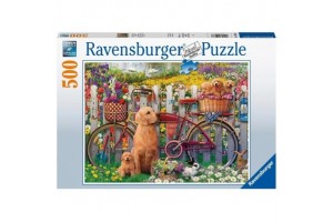 Puzzle 500 db - Kutyusok a kertben (15036)