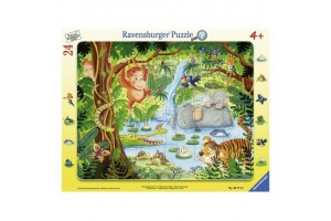 A dzsungelben 24 db keretes puzzle - vidám állatok