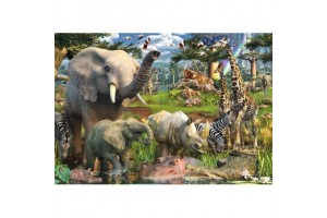 Ravensburger 18000 db – Az itatónál, dzsungel állatok
