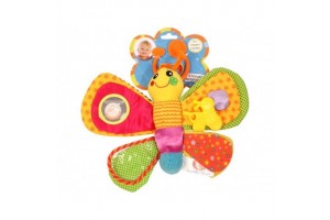 Pillangó activity bébijáték: puha textil, rágóka, tükör