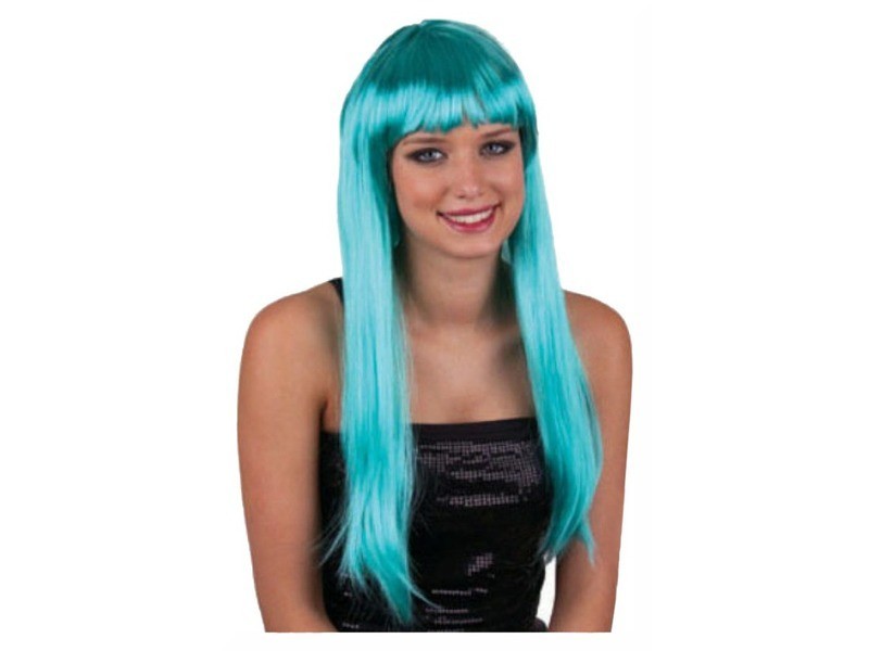 Hosszú türkiz paróka – szintetikus, selymes