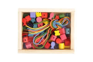 Fa gyöngyfűző készlet dobozban - nagy