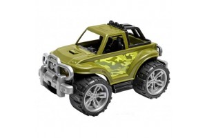 Műanyag katonai terepjáró 35 cm - zöld, nagy kerekek