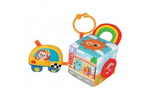 Mesekocka autóval - puha, színes babajáték