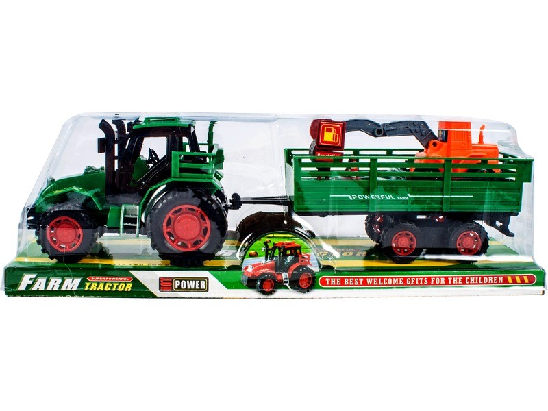 Lendkerekes traktor utánfutóval - 30 cm játék