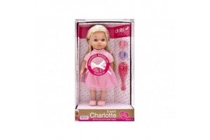 Magyarul beszélő Charlotte baba rózsaszín ruhában