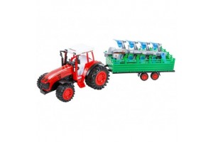 Traktor ekével és utánfutóval, 52 cm