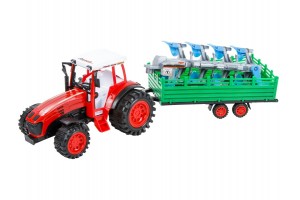 Traktor ekével és utánfutóval, 52 cm