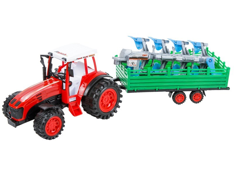 Traktor ekével és utánfutóval, 52 cm
