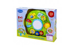 Zenélő bébi játszóasztal — zongora, világító dob, tükör