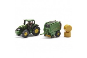 SIKU John Deere 7530 traktor bálázóval 1:72