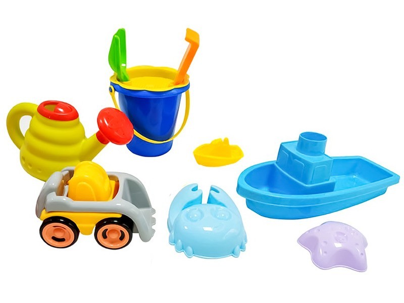 Homokozókészlet hálós táskában, 9 db