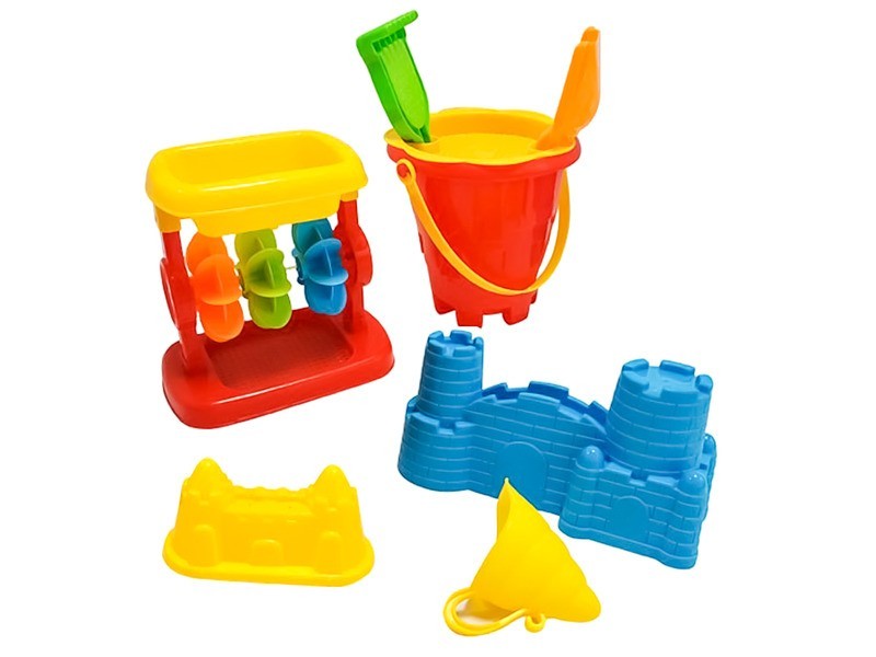 Homokozókészlet 7 db hálós táskával