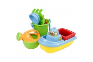 Homokozó készlet kishajóval — 9 darabos