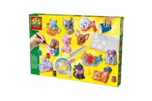 SES Kutyák és cicák 3D gipszkiöntő készlet - tartalom