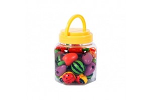 Fűzhető fa gyümölcs készlet a befőttes dobozban