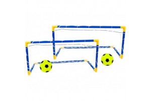 Műanyag focikapu készlet két labdával és pumpával