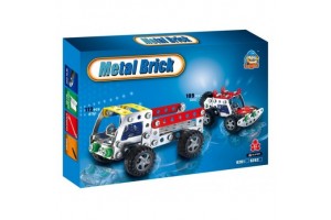 Fémépítő teherautó 112 db - csavarokkal és szerszámokkal