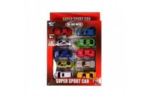 Fém kisautó 10 darabos készlet — 1:87 sportautók