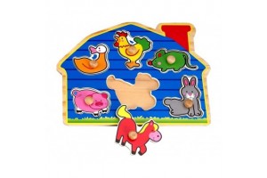 Fa puzzle – Tanyasi állatok 6 db (HJ98056)