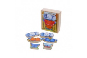 Fa öltöztető elefánt 14,5x12,5x4,2 cm – 4 szett