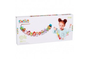 Mesék fa gyöngyfűző – kézzel festett mesekockák