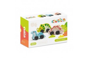 Cubika fa dínók, 3 db — színes kerekes játék