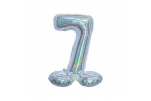 Ezüst hologramos 7-es lábas lufi