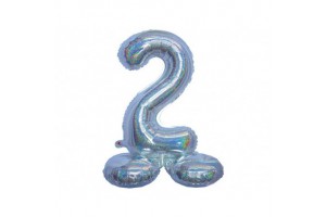 Ezüst hologramos lábas lufi - 2 db, születésnapi dekoráció