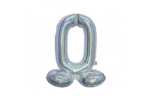 Ezüst hologramos lábas '0' szám lufi