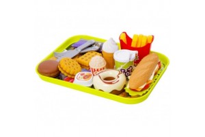 Ételszett 15 db-os — színes játék étel tálcával