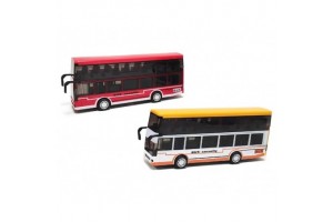 Emeletes visszahúzós játékbusz 2301 — zenélő, világító