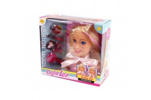Defa Lucy sminkelhető babafej 18 cm - sminkkészlet